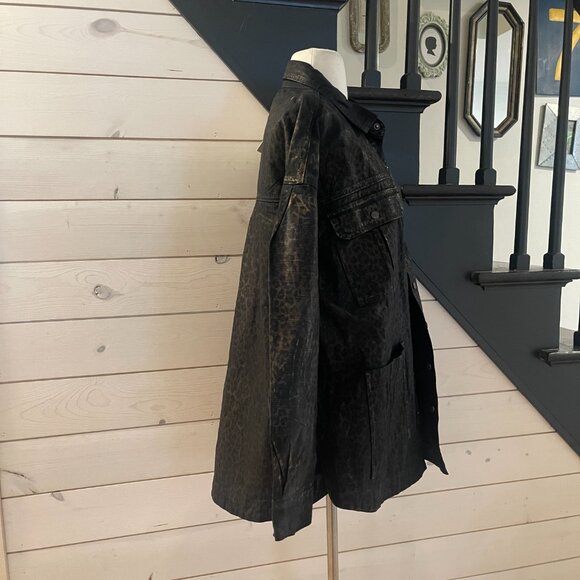 053 Free People x  OneTeaspoon Night Animal Longline Denim Shirt NWT Size Medium - Picture 6 of 11